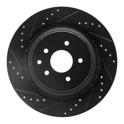 R1 Concepts R1 08-25 Infiniti Q60 Rear Left Drilled & Slotted Black Brake Rotor