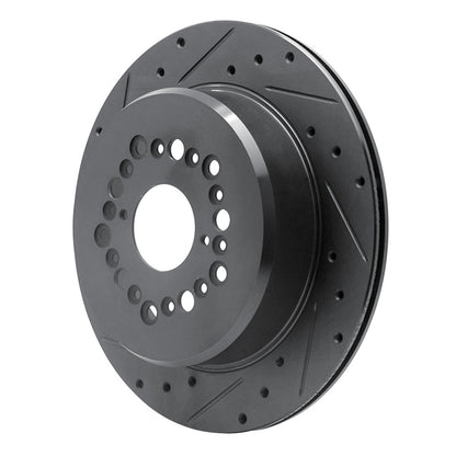 R1 Concepts R1 92-00 Lexus LS400 Rear Left Drilled & Slotted Black Brake Rotor