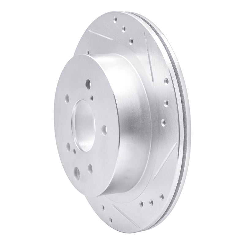 R1 Concepts R1 89-96 Nissan 300ZX Turbo Rear Right Drilled & Slotted Silver Brake Rotor