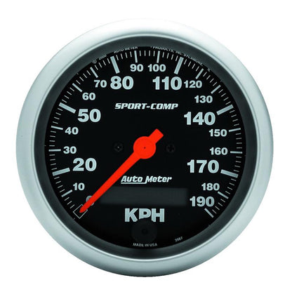 Autometer Sport-Comp 3-3/8 inch 190 KPH Electronic Speedometer Gauge