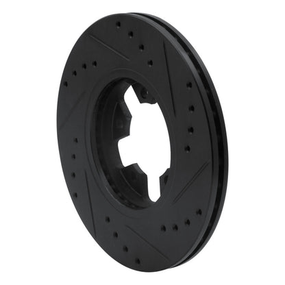 R1 Concepts R1 1984-1989 Nissan 200SX Front Left Drilled & Slotted Black Brake Rotor