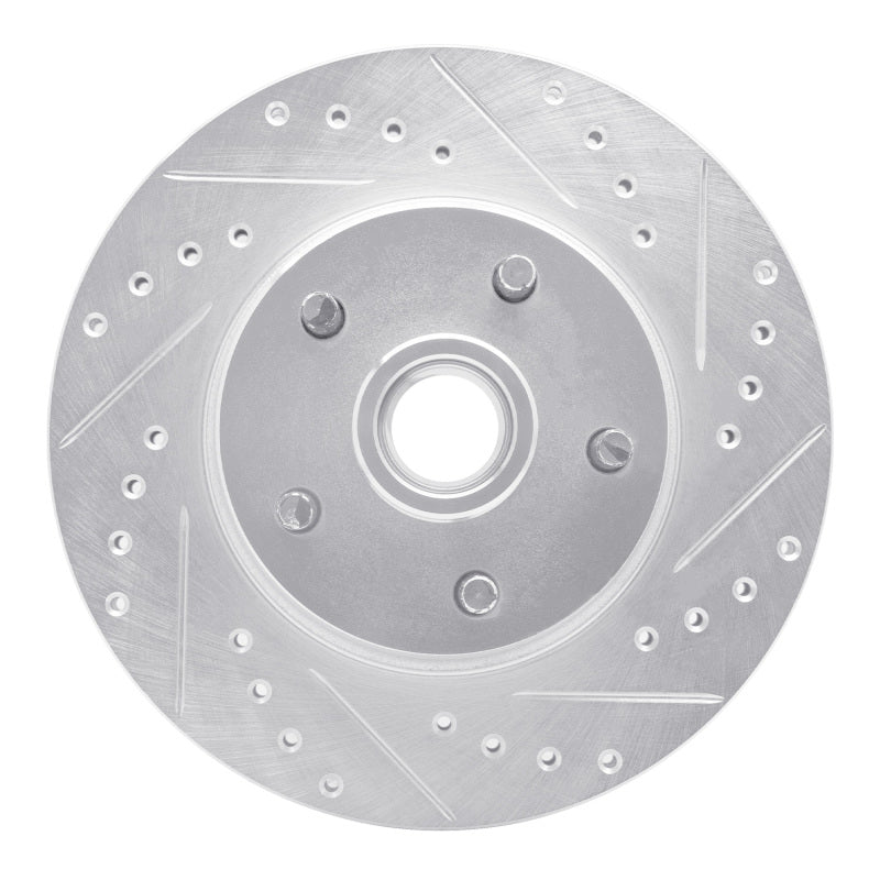 R1 Concepts R1 68-70 Ford Mustang Front Right Drilled & Slotted Silver Brake Rotor