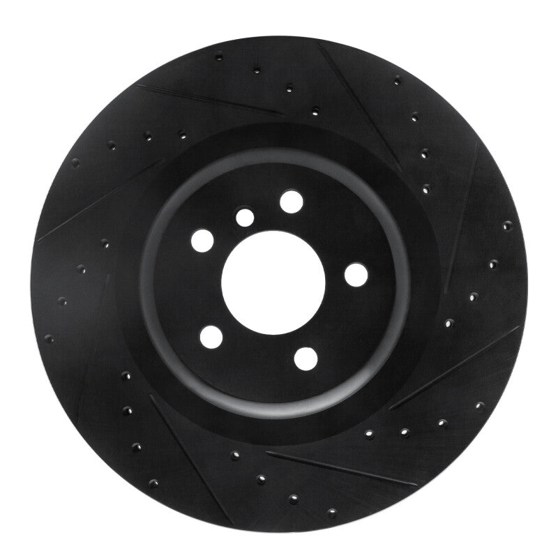 R1 Concepts R1 10-14 BMW X6 Rear Right Drilled & Slotted Black Brake Rotor
