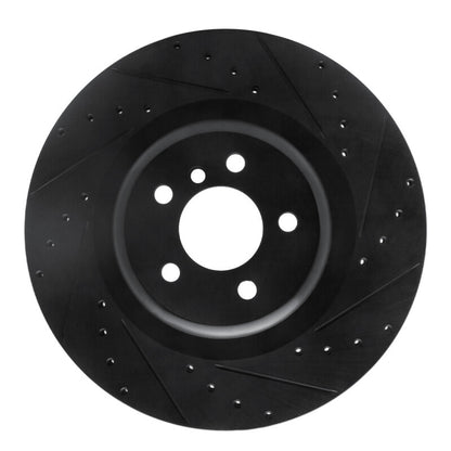 R1 Concepts R1 10-14 BMW X6 Rear Right Drilled & Slotted Black Brake Rotor