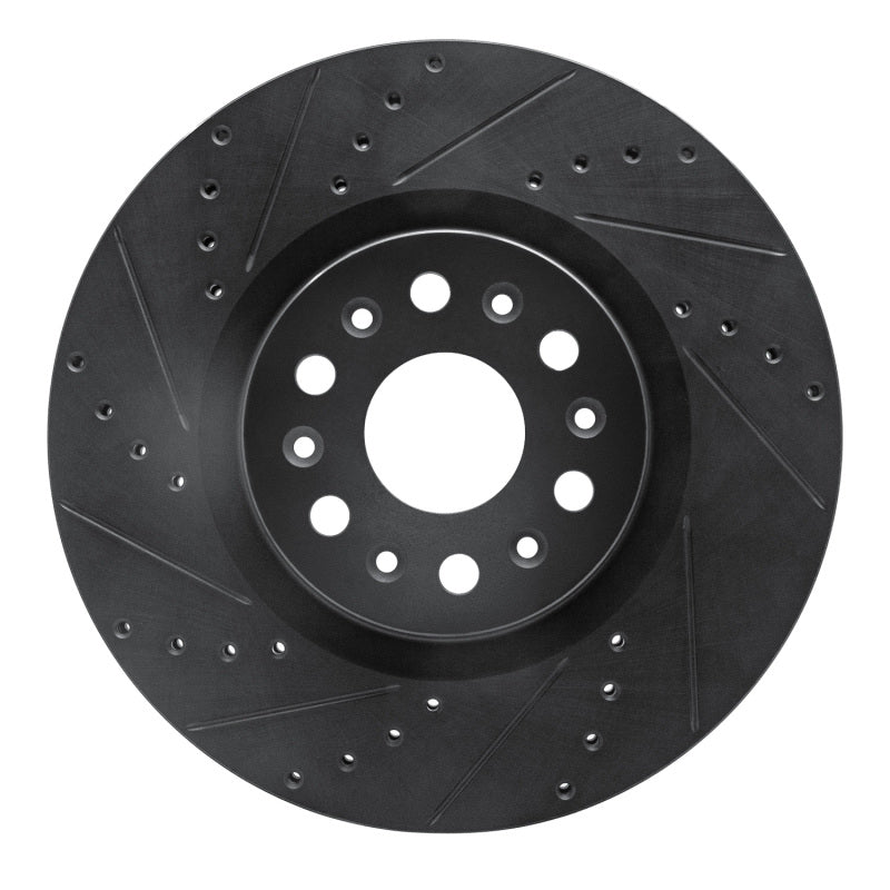 R1 Concepts R1 2017-2025 Buick Enclave Front Left Drilled & Slotted Black Brake Rotor