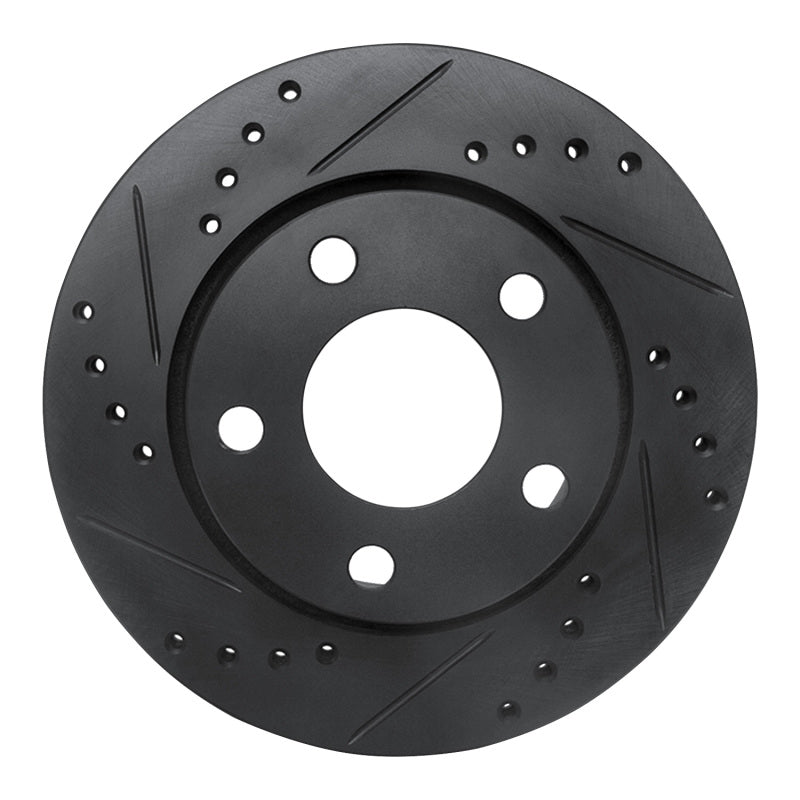 R1 Concepts R1 00-02 Audi S4 Rear Left Drilled & Slotted Black Brake Rotor