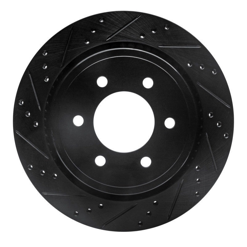 R1 Concepts R1 15-17 Ford F-150 4WD Rear Left Drilled & Slotted Black Brake Rotor