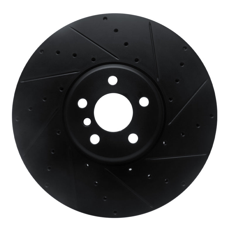 R1 Concepts R1 16-25 BMW i7 Right Front Drilled & Slotted Black Brake Rotor