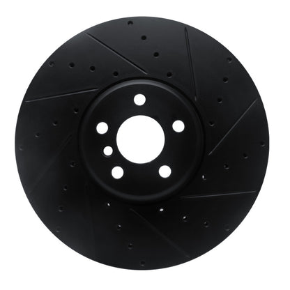 R1 Concepts R1 16-25 BMW i7 Right Front Drilled & Slotted Black Brake Rotor