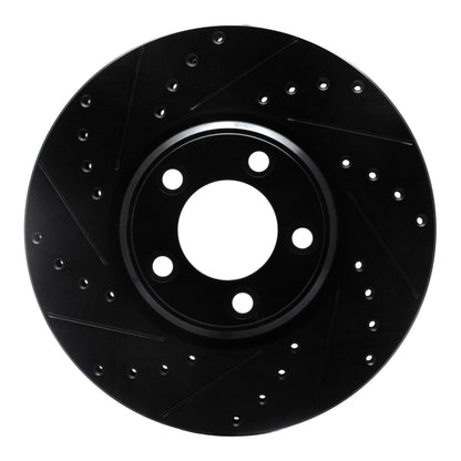 R1 Concepts R1 00-06 Ford Thunderbird Front Left Drilled & Slotted Black Brake Rotor