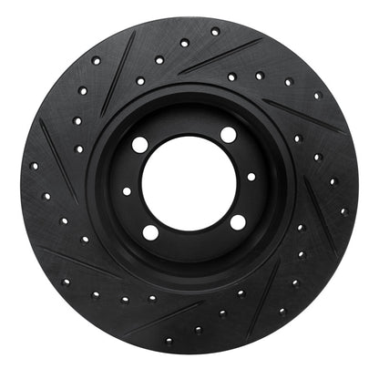 R1 Concepts R1 81-87 Saab 900 Front Right Drilled & Slotted Black Brake Rotor