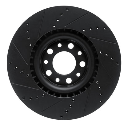 R1 Concepts R1 2017-2025 Alfa Romeo Stelvio Front Right Drilled & Slotted Black Brake Rotor