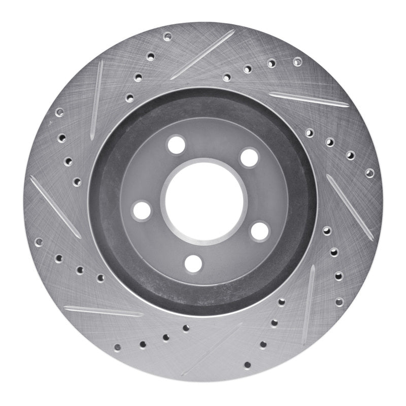 R1 Concepts R1 05-14 Ford Mustang Front Right Drilled & Slotted Silver Brake Rotor