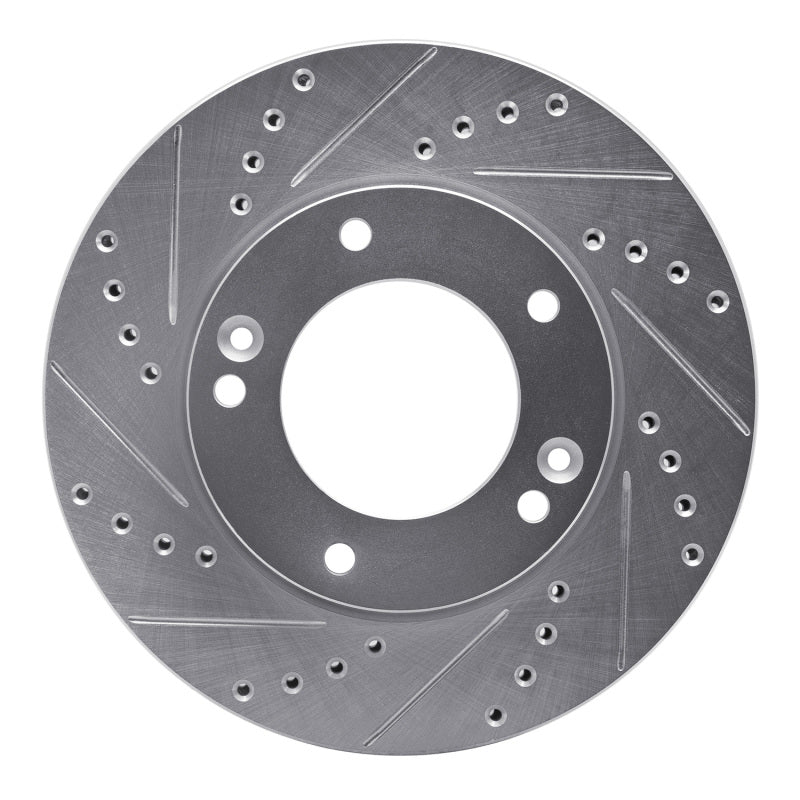R1 Concepts R1 07-09 Kia SORENTO Front Left Drilled & Slotted Silver Brake Rotor