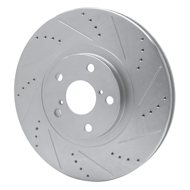R1 Concepts R1 93-98 Toyota Supra Right Front Drilled & Slotted Silver Brake Rotor