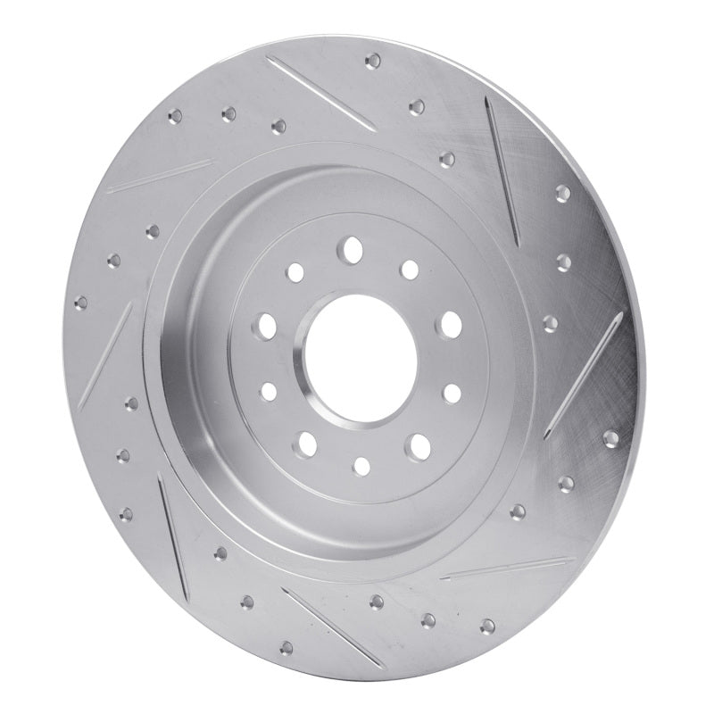 R1 Concepts R1 05-19 Ford Explorer Rear Left Drilled & Slotted Silver Brake Rotor
