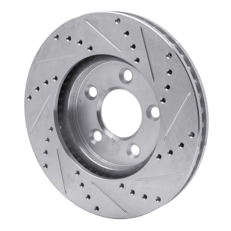 R1 Concepts R1 05-10 Ford Mustang Front Left Drilled & Slotted Silver Brake Rotor