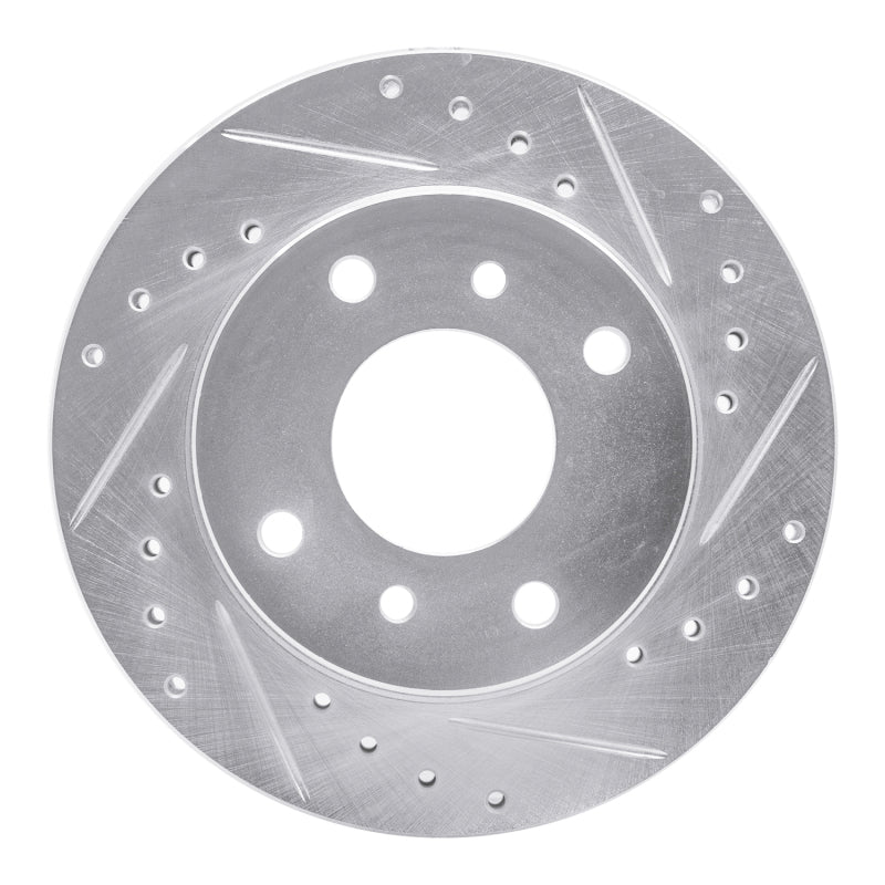 R1 Concepts R1 89-96 Nissan 240SX Front Right Drilled & Slotted Silver Brake Rotor