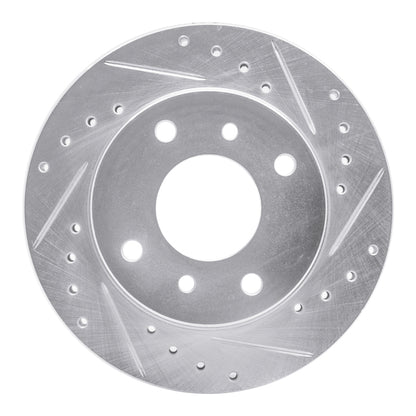 R1 Concepts R1 89-96 Nissan 240SX Front Right Drilled & Slotted Silver Brake Rotor