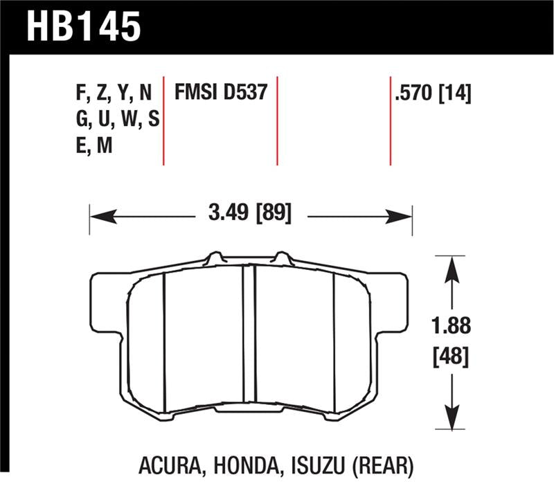 Hawk Performance Hawk 06+ Civic Si Ceramic Street Rear Brake Pads