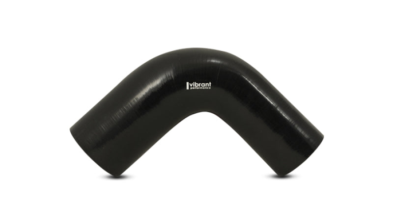 Vibrant 4 Ply Reinforced Silicone 90 degree Transition Elbow - 2.5in I.D. x 3in I.D. (BLACK)