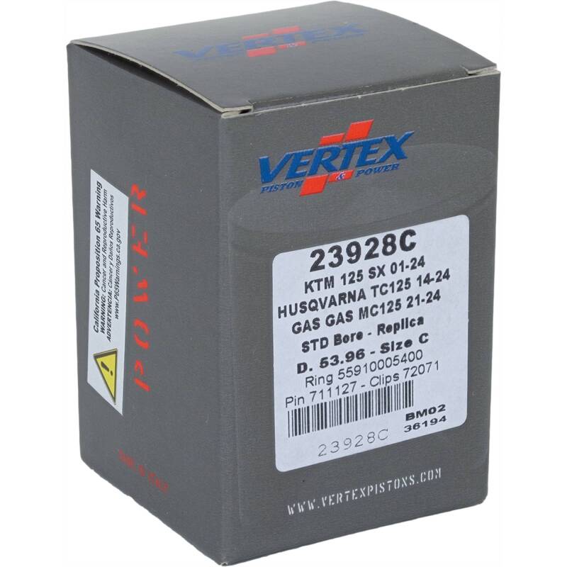 Vertex Pistons Vertex Piston 01-16 KTM 125 EXC 125cc Cast Replica Piston Kit