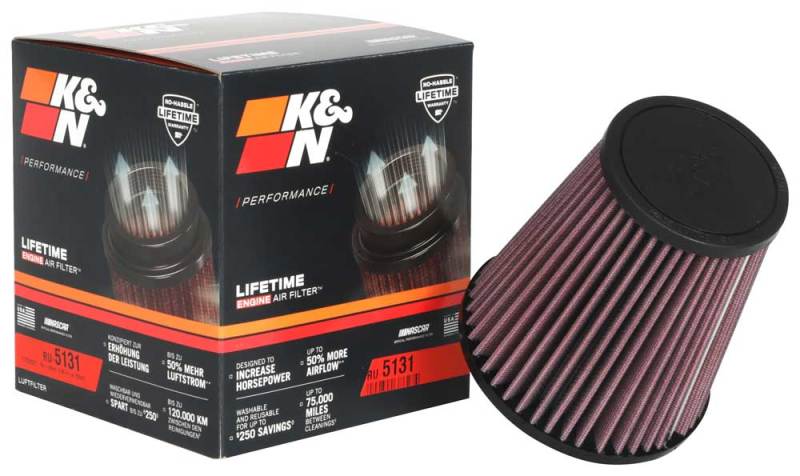 K&N Engineering K&N Universal Clamp-On Air Filter 2-3/4in FLG / 5-1/16in B / 3-1/2in T / 5-1/2in H