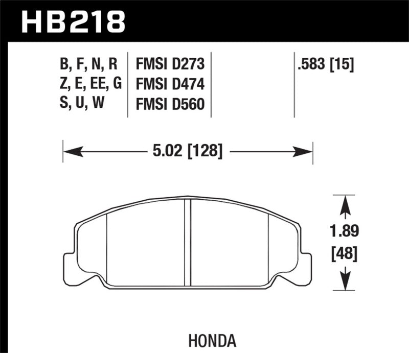 Hawk Performance Hawk 88-89 Civic Si / 92-00 Civic CX / 88-00 DX / 98-00 GX Performance Ceramic Street Front Brake Pa