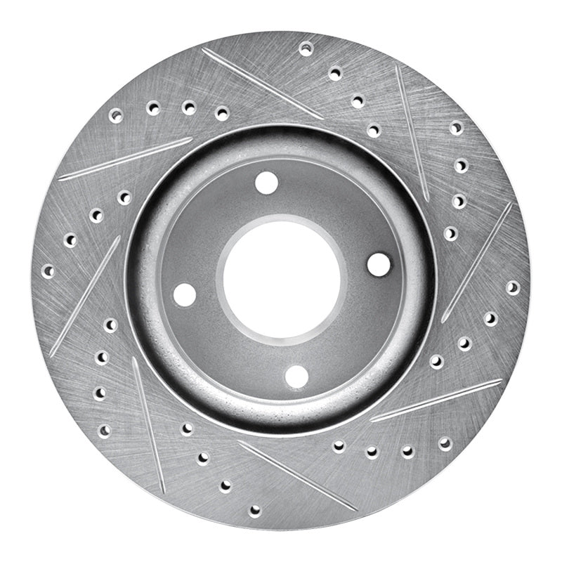 R1 Concepts R1 07-14 Nissan Versa Front Left Drilled & Slotted Silver Brake Rotor