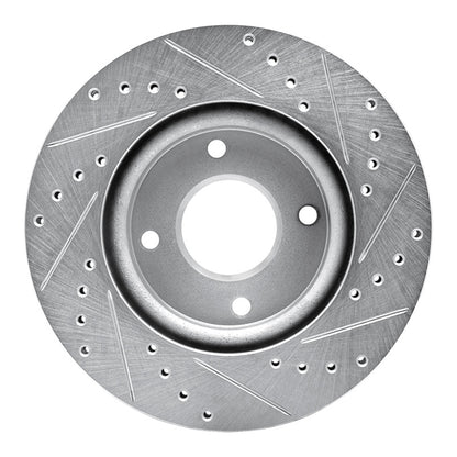 R1 Concepts R1 07-14 Nissan Versa Front Left Drilled & Slotted Silver Brake Rotor