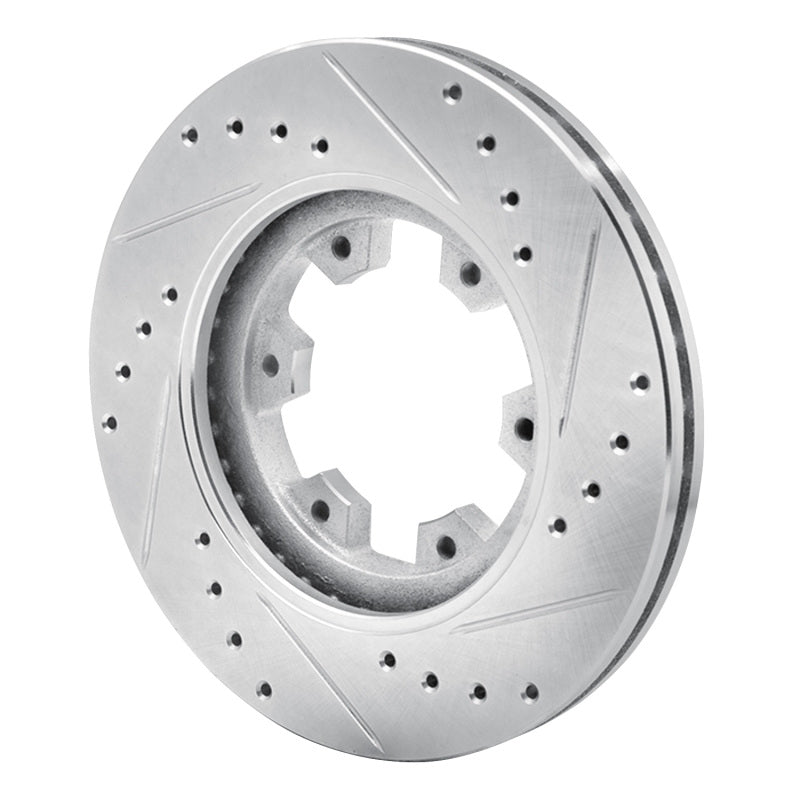 R1 Concepts R1 85-02 Nissan Pickup Hardbody Front Left Drilled & Slotted Silver Brake Rotor