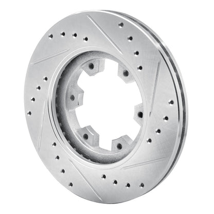 R1 Concepts R1 85-02 Nissan Pickup Hardbody Front Left Drilled & Slotted Silver Brake Rotor