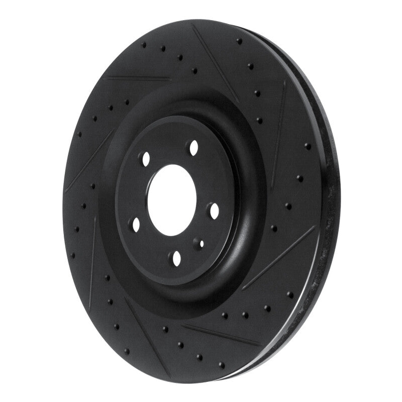 R1 Concepts R1 17-25 Audi Q8 e-Tron Rear Right Drilled & Slotted Black Brake Rotor