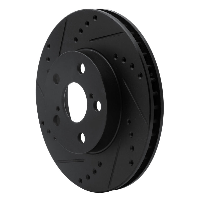 R1 Concepts R1 94-00 Toyota Celica Front Left Drilled & Slotted Black Brake Rotor