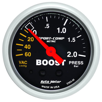 Autometer Sport-Comp 52mm 60cm/HG -2.0 Bar Mechanical Boost Gauge