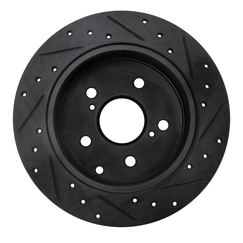 R1 Concepts R1 09-13 Pontiac Vibe Rear Left Drilled & Slotted Black Brake Rotor