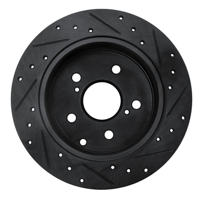 R1 Concepts R1 09-13 Pontiac Vibe Rear Left Drilled & Slotted Black Brake Rotor
