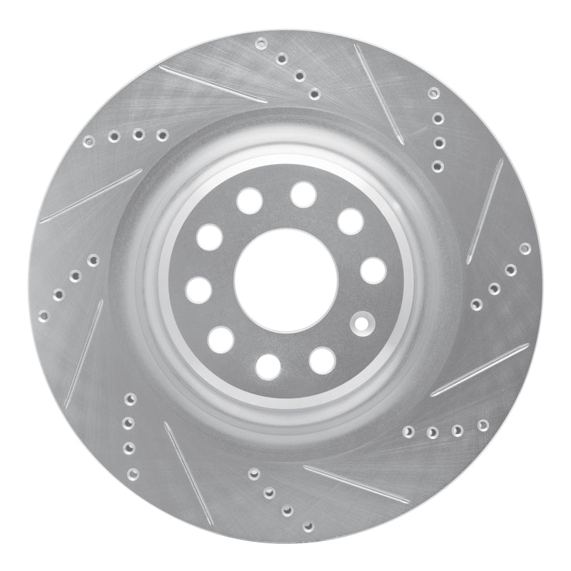 R1 Concepts R1 12-21 Tesla Model S Rear Right Drilled & Slotted Silver Brake Rotor