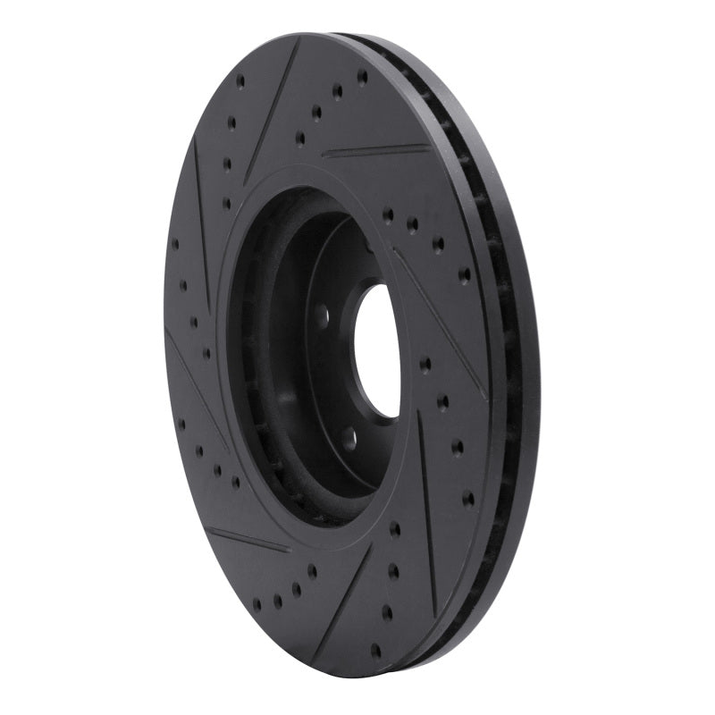 R1 Concepts R1 03-23 Infiniti FX35 Front Right Drilled & Slotted Black Brake Rotor