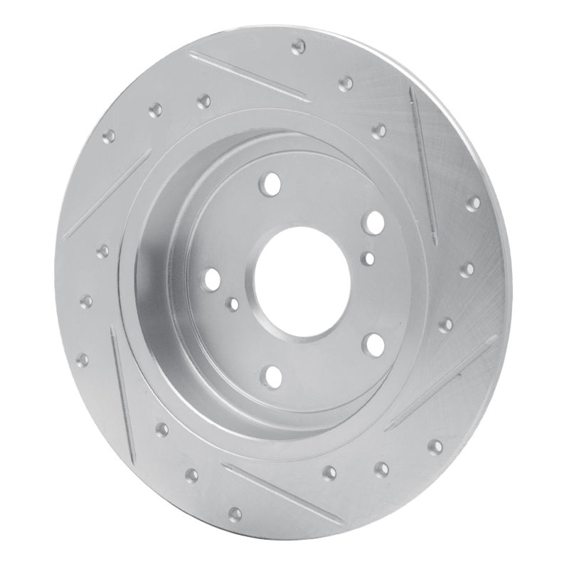 R1 Concepts R1 07-14 Suzuki SX4 Rear Left Drilled & Slotted Silver Brake Rotor