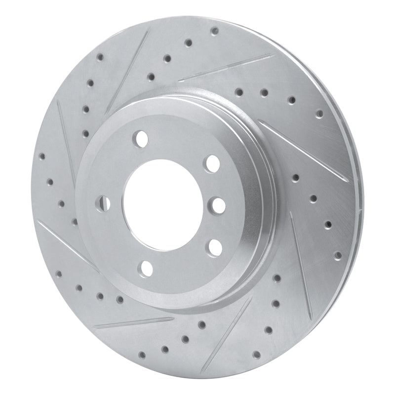R1 Concepts R1 01-08 BMW 330I Front Left Drilled & Slotted Silver Brake Rotor