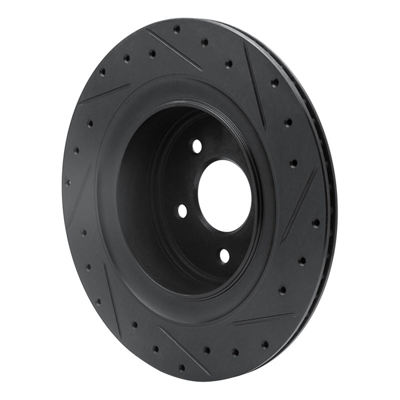 R1 Concepts R1 07-15 Infiniti Q60 Rear Left Drilled & Slotted Black Brake Rotor