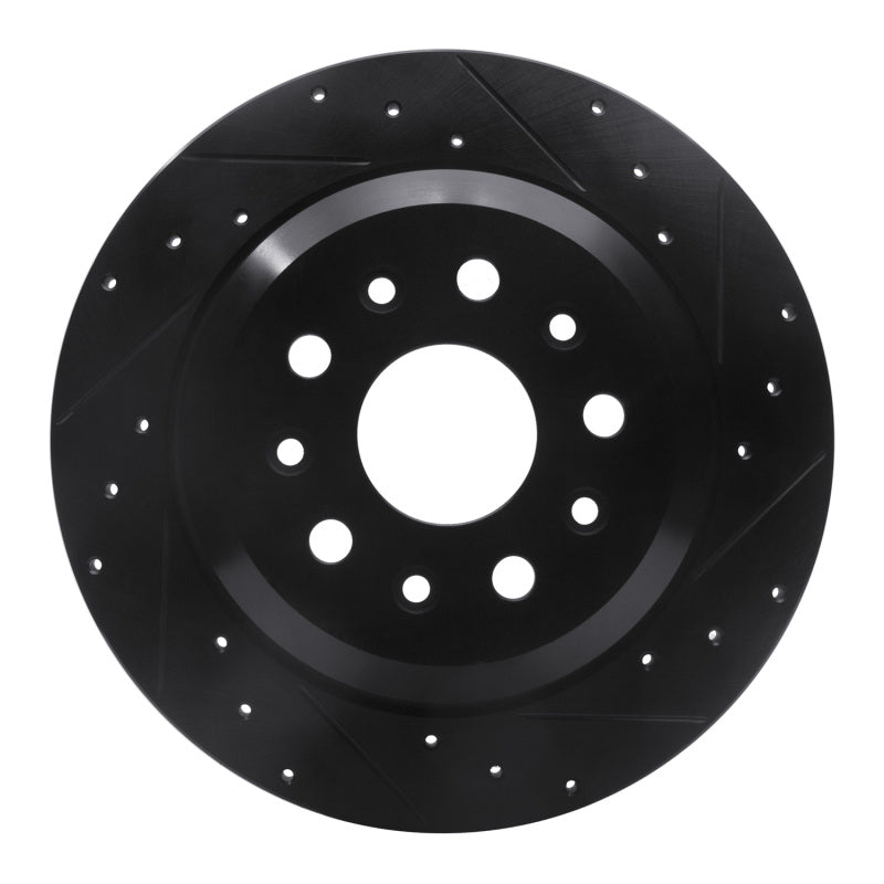 R1 Concepts R1 18-25 Jeep Wrangler Rear Right Drilled & Slotted Black Brake Rotor