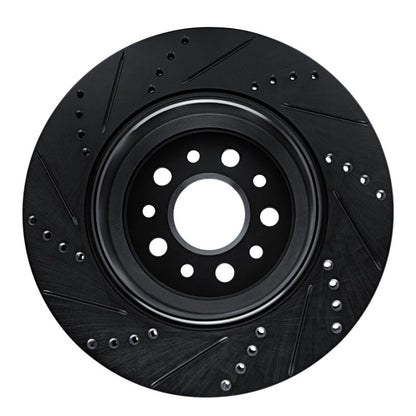 R1 Concepts R1 14-16 Maserati Ghibli Rear Right Drilled & Slotted Black Brake Rotor