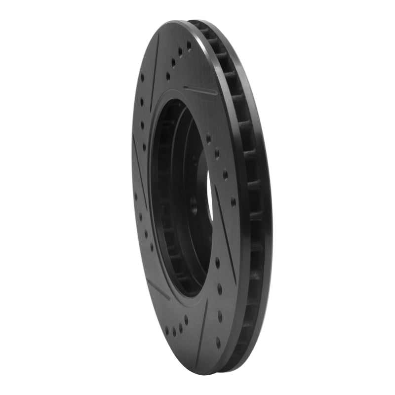 R1 Concepts R1 84-91 BMW 325ES Front Right Drilled & Slotted Black Brake Rotor
