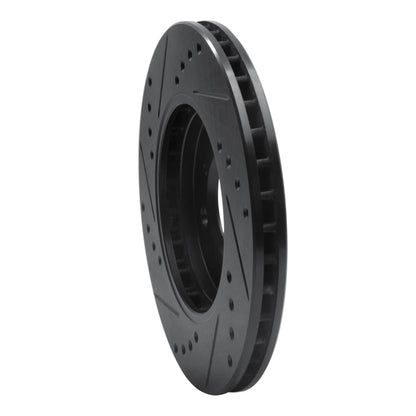 R1 Concepts R1 84-91 BMW 325ES Front Right Drilled & Slotted Black Brake Rotor
