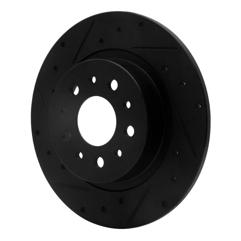 R1 Concepts R1 14-19 Fiat 500L Rear Left Drilled & Slotted Black Brake Rotor
