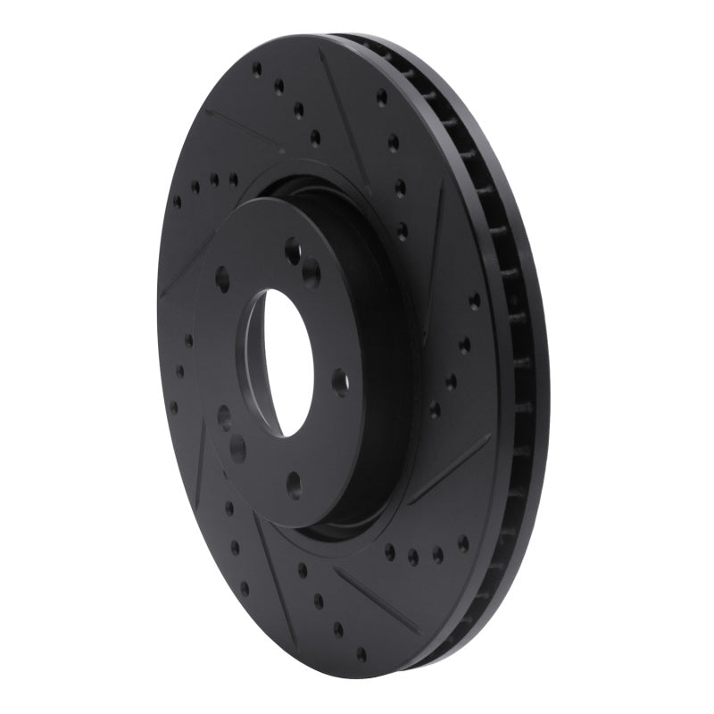 R1 Concepts R1 05-24 Hyundai Tucson Front Right Drilled & Slotted Black Brake Rotor
