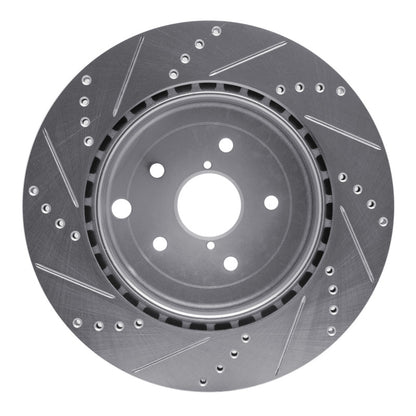 R1 Concepts R1 18-25 Subaru WRX STI Rear Right Drilled & Slotted Silver Brake Rotor