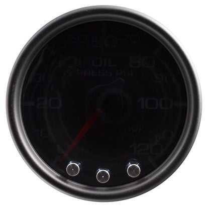 Autometer Spek-Pro Gauge Oil Press 2 1/16in 120psi Stepper Motor W/Peak & Warn Blk/Smoke/Blk